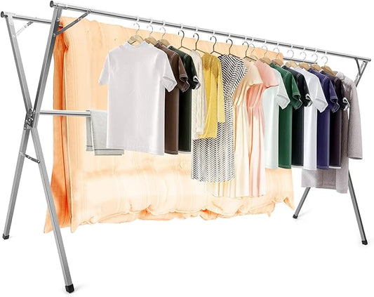 AIODE Clothes Drying Rack for Laundry Foldable Free of Installation Adjustable Stainless Steel Garment Rack