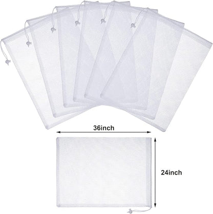 TecUnite 10 Pcs Mesh Laundry Bags with Drawstring Multicolor Mesh Sack Bag Nylon Gift Dishwasher Bag with Sliding for Storage Clothes Socks Jewelry Gifts Toys Fruit(24 x 36 Inch,White)