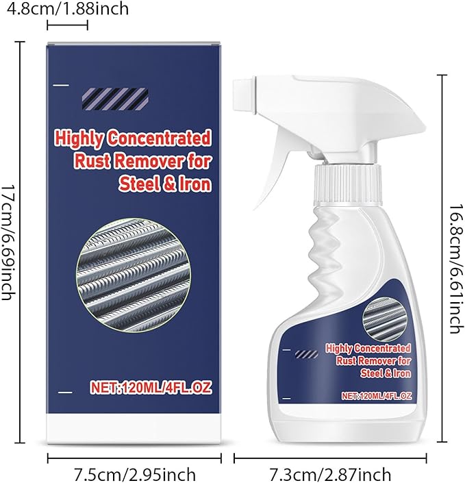 Rust Remover, Powerful Rust Remover Heavy Duty Metal Cleaner, Multipurpose Rust Remover Spray, Highly Concentrated Steel Remover for Tools, Stainless Steel, Automotive Parts (White-2PCS)