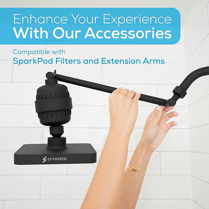 SparkPod Shower Head - High Pressure Rain - Premium Quality Luxury Design - Easy Clean Adjustable Replacement for Your Bathroom Shower Heads (Midnight Black Matte, 6 Inch Square)