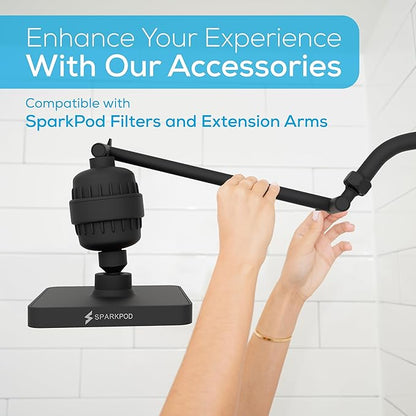 SparkPod Shower Head - High Pressure Rain - Premium Quality Luxury Design - Easy Clean Adjustable Replacement for Your Bathroom Shower Heads (Midnight Black Matte, 6 Inch Square)