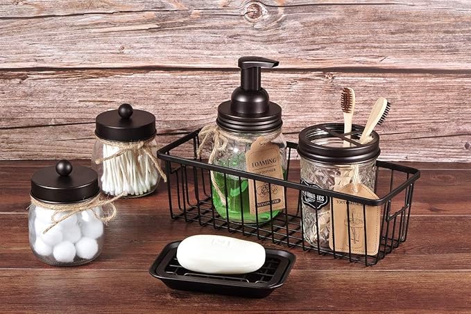 SheeChung Kitchen and Bathroom Soap Dish Tray - Metal Soap Dish Tray with Drainage Grid and Holder for Kitchen Sink Countertops to Store Soap, Sponges, Scrubbers - Rust Resistant (1 Pack, Bronze)