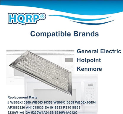 HQRP 4-Pack Microwave Oven Hood Aluminum Mesh Grease Filter compatible with GE WB06X10654 AP3883320 PS1018833 G-5012 Replacement fits GEHCSA1201RSS01 JVM1490BD003 ZSA1201RSS01