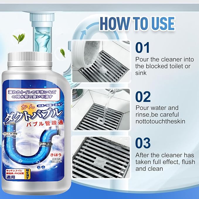 Strong Drain Cleaner Pipeline Dredging Agent, Fast Acting Drain Clog Remover for Kitchen and Bathroom Pipes, Sink Drai n Cleaner Grease Dissolver Pipe Cleaning Solution for Home Sinks Tubs (#B)