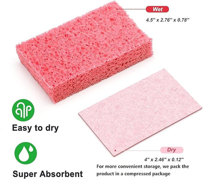 ARCLIBER Cleaning Scrub Sponge,Cellulose Non-Scratch for Kitchen,Bathroom,Cars,Colorful Compressed Sponge (18 Pack)