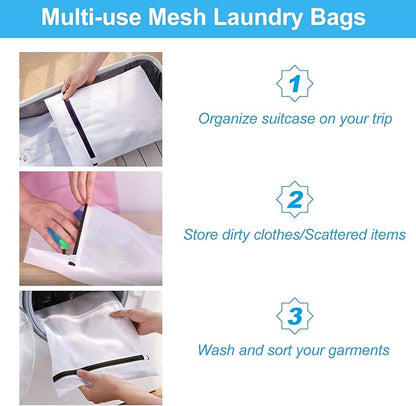 GOGOODA Mesh Laundry Bags for Delicates Durable Protective Wash Bags Travel Storage Bags for Intimates Lingerie, 6PCS （3L,3M）