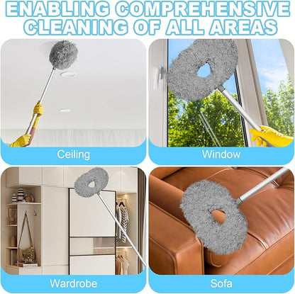 Eunice 7FT Ceiling Fan Duster with Extension Pole, Adjustable and Removable Fan Cleaner Blade for High Ceiling, Window Door Furniture (Blue)