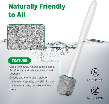 Pumice Stone Toilet Bowl Cleaner,Bathroom Cleaner Brush Toilet Wand Refills with 30CM Long Handle for Remove Hard Water Stains with 1 Wand+ Pumice Stones (10 Pack Stone)