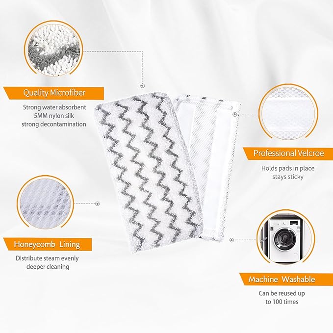 4 Pack Steam Mop Pads for Shark S1000 S1000A S1000C S1000WM S1001C Replacement Steamer Mop Pads ，Washable Microfiber Mop Pads for All Hard Floors