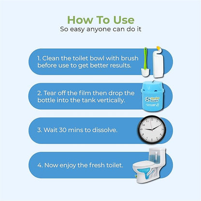 Ultra-Long Lasting Toilet Bowl Cleaners – 6 Pack Automatic Toilet Tank Cleaning Bottles Tablets, Long-Lasting Stain & Odor Control, Septic-Safe, Blue Water, Fresh Scent