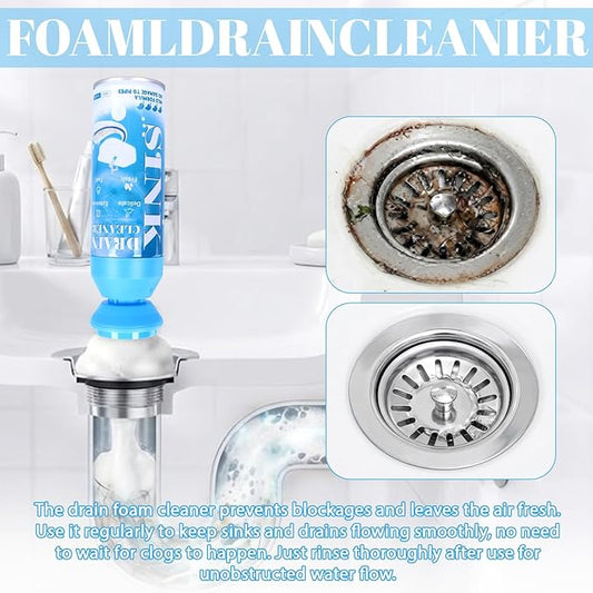 Foaming Drain Cleaner - Sink Cleaner and Deodorizer for Kitchen Sinks, Shower Drains, and Tubs, Monthly Maintenance to Avoid Clogs. (1pcs, sea blue)
