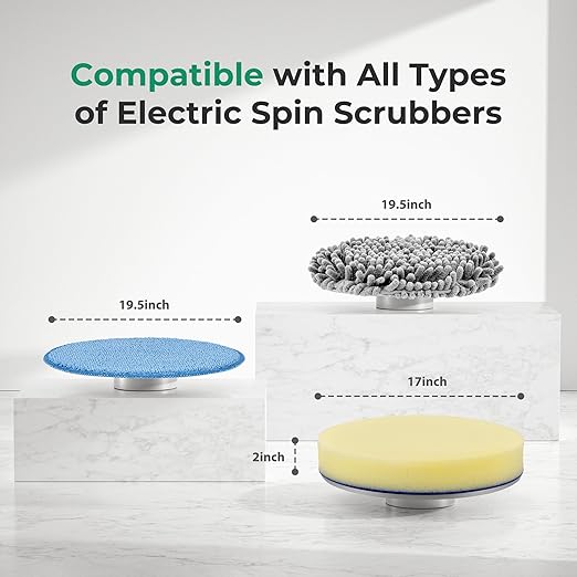 kHelfer Foam Scrubber and Scouring Pad for Electric Spin Scrubber, Microfiber Chenille Replacement Mop Cleaning Brush for Electric Spin Scrubber for Glass, Window, Floor Cleaning