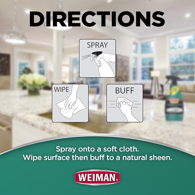 Weiman Disinfectant Granite Daily Clean & Shine - (2 Pack) Safely Clean Disinfect and Shine Granite Marble Soapstone Quartz Quartzite Slate Limestone Corian Laminate Tile Countertop