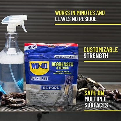 WD-40 Specialist Degreaser and Cleaner EZ-PODS, Customizable Industrial-Strength Concentrate, Multi-Surface Cleaning Solution, Cleans and Degreases BBQ, Patio Cleaner,1-Pack of 5 PODS