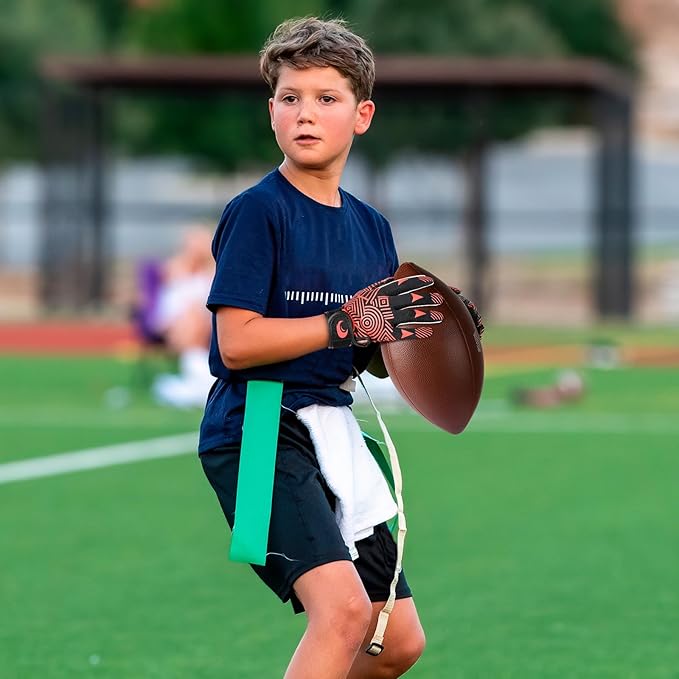 Youth Football Gloves Kids Silicone Grip Receiver Gloves with Super Stick Ability for Best Game Experience