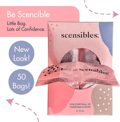 Scensibles Personal Care Disposal Bags (150 Count, Pack of 3) - for Tampons, Pads, Liners, Condoms & More - Discreet, Hygienic & Odor-Reducing Disposal Solution