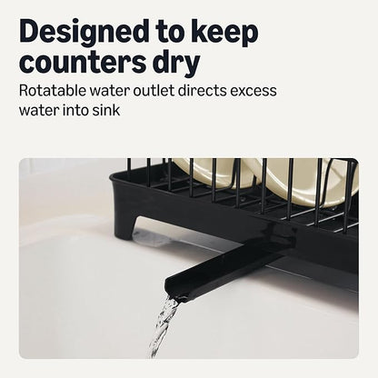 Amazon Basics Stainless Steel Dish Drying Rack, 15.2 x 11.6 x 4 in., Black