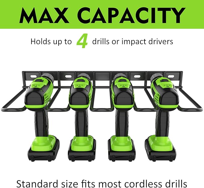 ENONCI 2 Pack Power Tool Organzier Wall Mount, Thicked Heavy Duty Drill Holder, Drill Storage Rack Organizer for Dewalt Milwaukee Ryobi Cordless Tools
