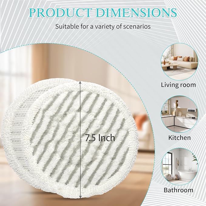 8 Pack Replacement Steam Mop Pads for Shark with 1 Laundry Bag, Fits S8201, S8001, S7001, S7201, S7000AMZ, S7005, S7020, S7001C Washable, Durable Steam and Scrub Pads for All Floors