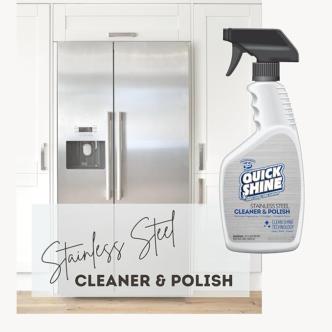 Quick Shine Stainless Steel Cleaner and Polish 24oz, 6Pk | Removes Grime & Leaves a Streak-Free Shine | Non-abrasive pH Neutral Formula | For Stainless Steel Appliances and Furnishings