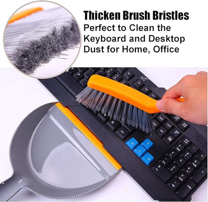 Mini Broom and Dustpan Set - Small Broom and Dustpan Set for Home, Camping Broom, Whisk Brooms Small(Gray Orange)