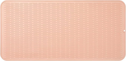MicoYang Silicone Dish Drying Mat for Multiple Usage,Easy clean,Eco-friendly,Heat-resistant Silicone Mat for Kitchen Counter or Sink,Refrigerator or Drawer Liner Pink 5XL 36inches x 18inches