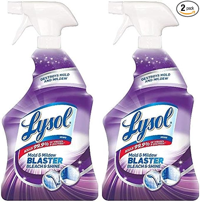 Lysol Mold and Mildew Remover, 2 Pack Bathroom Cleaner Spray, Whitens and Removes Soap Scum and Stains on Tiles, Grout, Bathtubs, Toilets, Sinks, 32 oz. Each