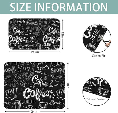 Dish Drying Mat for Kitchen Counter 2 Pack with Non-Slip Rubber Backing - Heat-Resistant Absorbent Coffee Bar Mat, Dish Rack Mat, Coffee Dish Drying Mats 18x24+19.5x12 inch