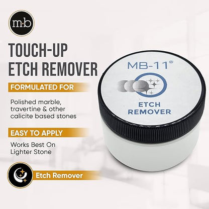 MB Stone MB-11® Touch-Up Etch Remover Marble Polishing Powder for Light to Medium Etches Only, for use with Neutral Colored Calcite-Based (not for Matte or Dark Stone), 1 oz Can
