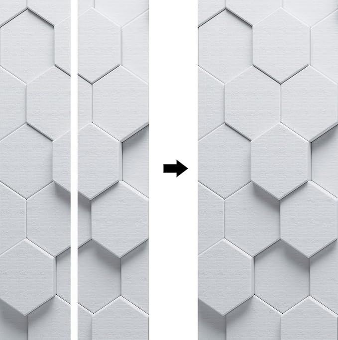 A.Monamour 3D Door Stickers for Interior Doors White Hexagon Geometric Pattern Vinyl Waterproof Self Adhesive Door Mural Decals for Bedroom Office Bathroom 90x200cm