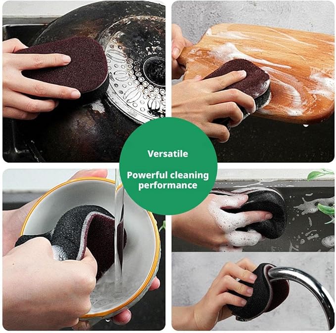 5 Pack Heavy Duty Cleaning Sponges Eraser for Kitchen Bathroom and Home Use, Multipurpose Emery Scrubber Pads, Durable Dish Scrubbing Sponge for Sink Pot Pan Tub Shower (Black)