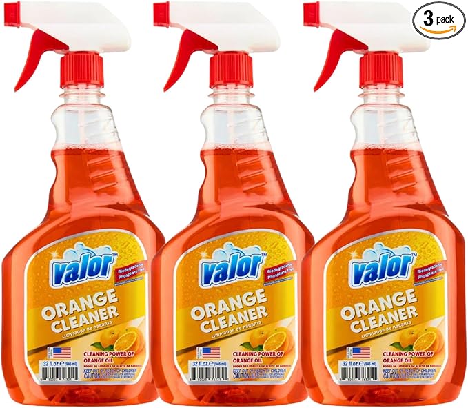 Valor All-Purpose Cleaner with Trigger Sprayer, 32 fl oz – Powerful Degreaser, Multi-Surface Use, Biodegradable Formula, Made in USA (32 Fl Oz (Pack of 3))