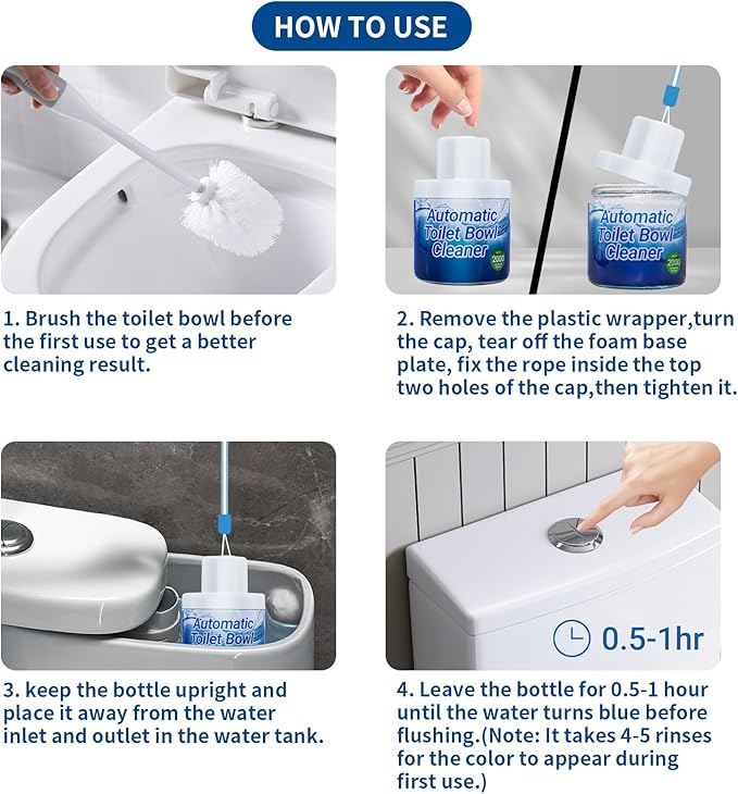 Toilet Bowl Cleaners, Toilet Cleaner, Automatic Long Lasting Continuous Toilet Bowl Cleaner, Prevent Stain Build Up Deep Clean, Each Pack for About 3 Months' Supply, Blue