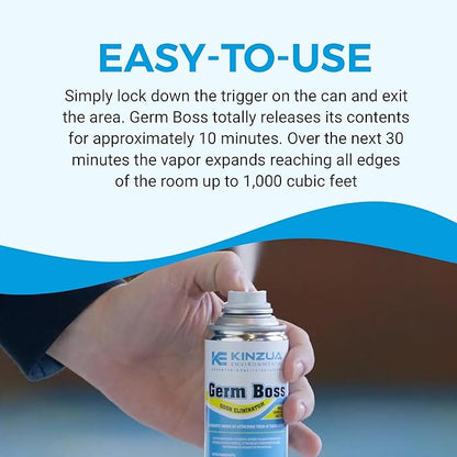 Kinzua Environmental Germ Boss Strong Odor Eliminator, Fast-Acting Cleaning & Deodorizing Fogger, Mold Bomb Fogger for Smell Control with Fresh Scent, Covers Up to 1,000 cu ft, 6 oz, Pack of 3