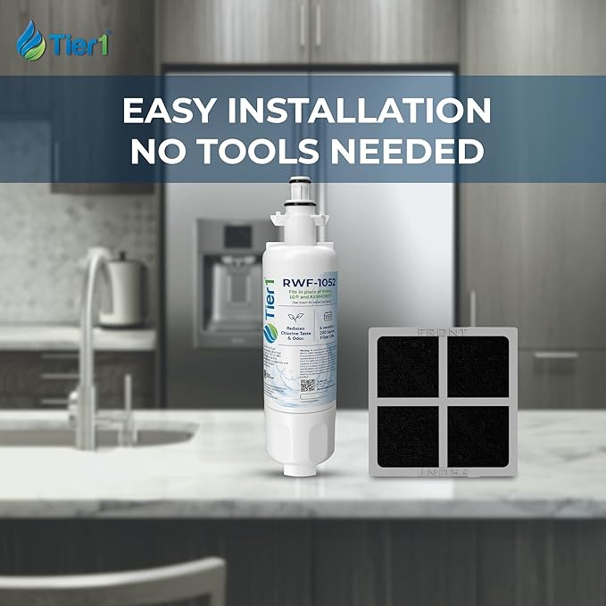 Tier1 RWF1052 ADQ36006101 Refrigerator Water & Air Filter Combo | Replacement for LG LT700P & Kenmore 9690 Fridge Filter - Up to 18 Months Supply | Easy Install | Odor Control | Clean Water (3-pk)
