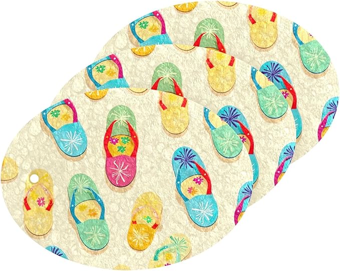 Flip Flops Kitchen Scrub Sponges, Pop-up Kitchen Cleaning Sponges Reusable Dish Washing Sponges for Bathroom Household Cleaning 3 Pack - Non Scratch Scrubber