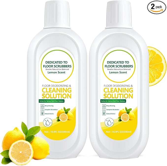 Floor Cleaning Solution Compatible with Tineco – Lemon Floor Cleaner – Long-Lasting, Zesty Scent – For All Cordless Wet/Dry Vacuum Mop Cleaner & Robot Vacuums with Mopping (2 Bottle)