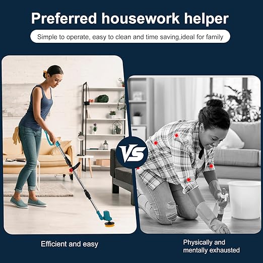 Electric Spin Scrubber Extra Long Foldable Compatible with Makita 18V Battery(Tool Only),Cordless Rechargeable Spin Scrubber,1800RPM Cordless Cleaning Brush for Bath/Tub/Tile/Floor