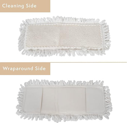 Harper Live.Love.Clean. Bamboo 2-in-1 Smooth Surface Wet/Dry Dust Mop with (2) Washable Wraparound Pads for Cleaning Dust, Pet Hair & Fine Dry Dirt