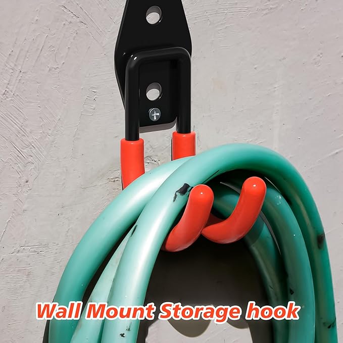 8 Pack Heavy Duty Garage Hooks,Solid Steel Wall Mount Hangers,with Anti-Slip Coating,for Hanging and Organising Ladder,Bike,Ropes,Broom,Garden,Yard and Power Tools(4.7x2.6 inch)