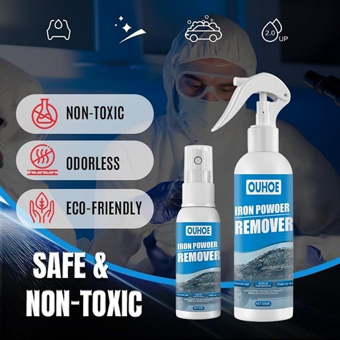 Multi-functional Quick-acting Rust Removal Spray, Iron Powder Remover Spray, Portable Rust Remover Sprays for Metal, for Paint, Tools, Car, Hardware - 100ML (L*2)