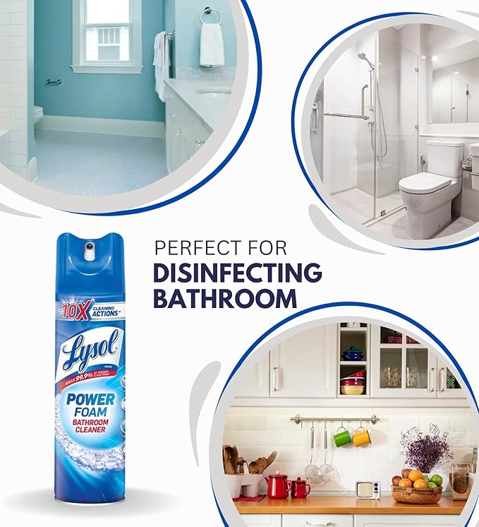 GROVE Power Foam Bathroom Cleaner Spray 24 oz Bundle with Microfiber Cloth - Powerful Foaming Bathroom Cleaner for Soap Scum and Limescale Removal - Leaves Surfaces Sparkling Clean - (4 Items)