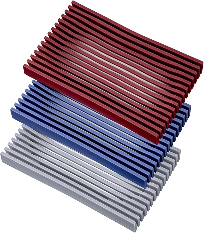 Aoheuo Modern Minimalist Soap Dish (3Pack),Drainage Silicone Soap Holder,5.5 Long by 3.15 Wide,0.55 inches high,Used for Kitchen,Bathroom,and Bar Sink(Red,Blue,Incanus)