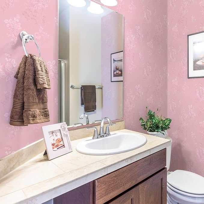 Pink Wallpaper Silk Embossed Floral Pink Contact Paper Peel and Stick Self Adhesive Wallpaper for Bedroom Kids Room Decor Nursery Textured Flower Contact Paper for Cabinets Liner 275inL 17.7inW