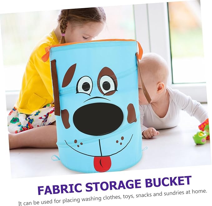 Cabilock 1Pc Nordic Style Foldable Fabric Storage Bucket with Handles Portable Laundry Hamper for Clothes and Toys Large Capacity Organizer for Dormitory Bedroom Nursery Light Blue