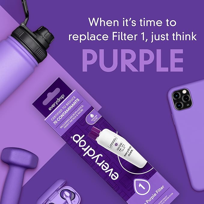 everydrop by Whirlpool Ice and Water Refrigerator Filter 1, EDR1RXD1, Single-Pack , Purple