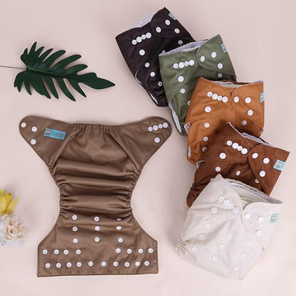 ALVABABY Baby Cloth Diaper 6 Pack with 12 Inserts One Size Cloth Diaper Covers Adjustable Washable Reusable for Baby Girls and Boys