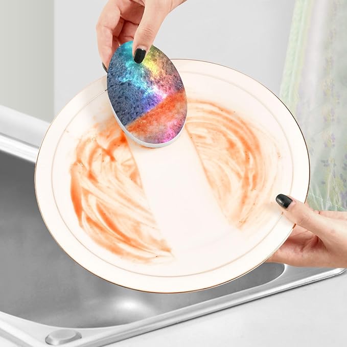 Galaxy Kitchen Scrub Sponges, Pop-up Kitchen Cleaning Sponges Reusable Dish Washing Sponges for Bathroom Household Cleaning 3 Pack - Non Scratch Scrubber