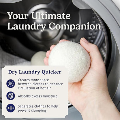 Handy Laundry Wool Dryer Ball - Natural Fabric Softener, Reusable, Reduces Clothing Wrinkles and Saves Drying Time - Better Alternative to Plastic Balls and Liquid Softener