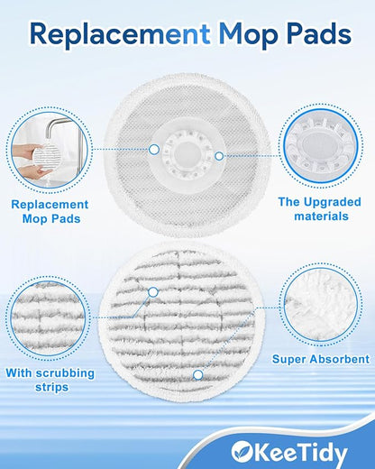 Steam Mop Replacement Brush Pads Compatible with Shark Steam and Scrub Mop S8201 S 70001 S8001 S7201 S7000 Series Reusable Mop Pad Head Nylon Bristle for Polishing Hard Floors, 2 Brushes+2 Pads